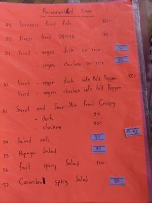 Menu at JaJa's Restaurant Thai Vegan in Koh Phangan