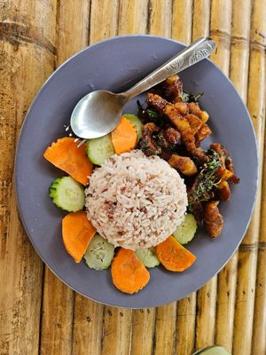 Crispy pork belly at JaJa's Restaurant Thai Vegan in Koh Phangan