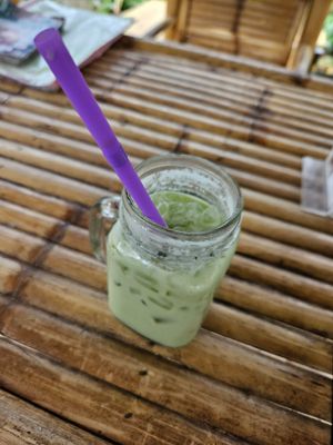 Iced green tea at JaJa's Restaurant Thai Vegan in Koh Phangan