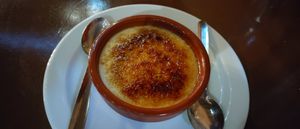 Creme Catalan with spirits at El Saloon in Gran Canaria