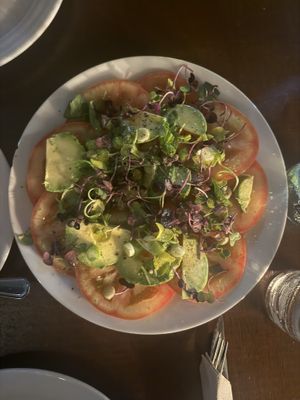 Tomato and avocado saladd  at El Saloon in Gran Canaria