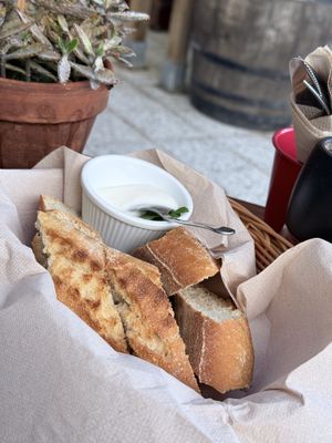 Bread with garlic aioli   at El Saloon in Gran Canaria