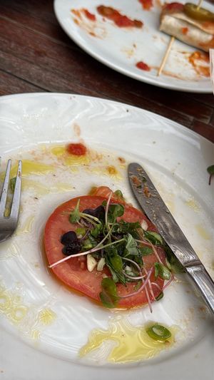 Tomato salad almost demolished!  at El Saloon in Gran Canaria