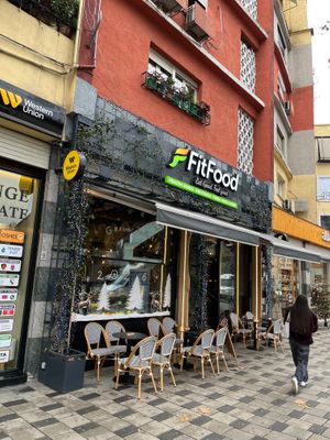 Exterior with outdoor seating  at Fit Food in Tirana
