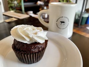 Vegan chocolate cupcake.  at Crushcakes & Cafe in Santa Barbara