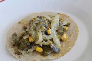 Rajas con nata vegetal at Chac Mool in Nigran