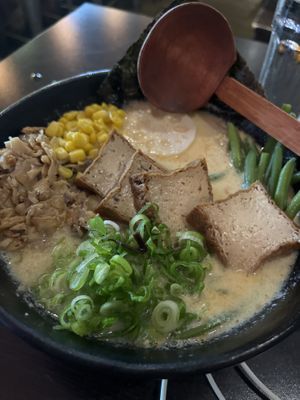 Vegan ramen with sesame broth, extra tofu and extra lotus. Yummy!  at Kinton Ramen - McGill in Montreal