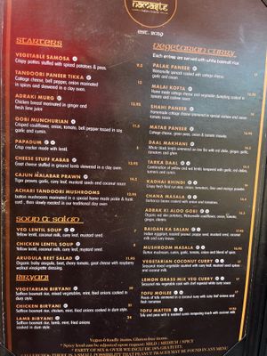 Menu 2 at Namaste in Los Gatos