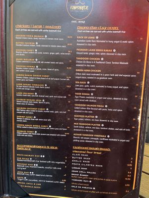 Menu 1 at Namaste in Los Gatos