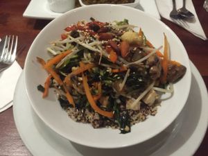 vegan veggie stir fry  at El Huerto in Santiago