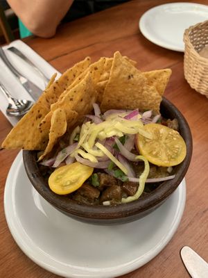 Seaweed ceviche  at El Huerto in Santiago