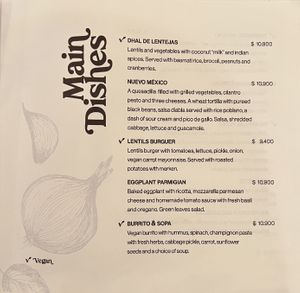 Main dish menu #Veganuary at El Huerto in Santiago