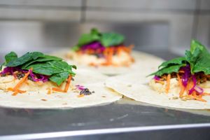 Burritos getting ready at El Huerto in Santiago