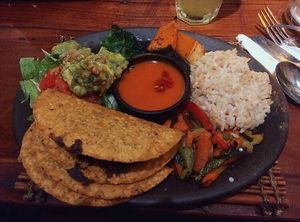 Chicana vegana at El Huerto in Santiago