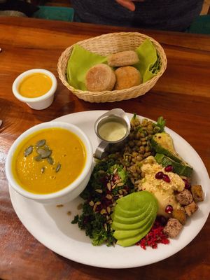 Soup & salad  at El Huerto in Santiago