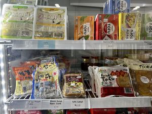 Many tofu varieties  at Asian Mart in Myrtle Beach