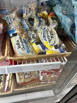 Many tofu varieties  at Asian Mart in Myrtle Beach