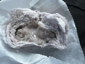 The Taro Bun is filled with a sweet potato filling. The Laveder color is interesting……but the bun is good. 👍  at Asian Mart in Myrtle Beach