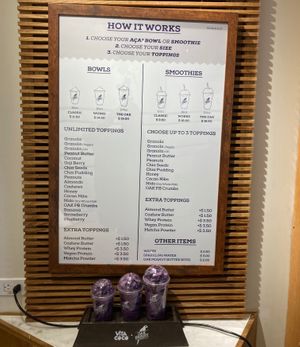 Wall menu at Oakberry - Greenwich Village in New York City