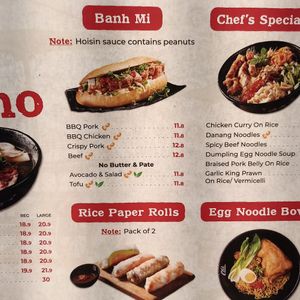 Menu excerpt at Old Man Pho in Melbourne