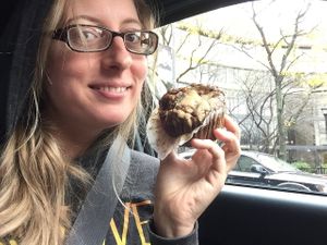 Very happy about this vegan muffin.    at Java's Cafe in Rochester