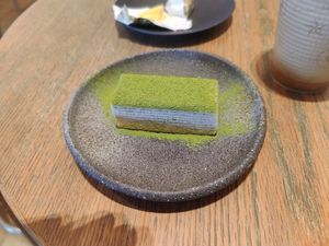 Matcha mille crepes at Balcon Tokyo in Tokyo
