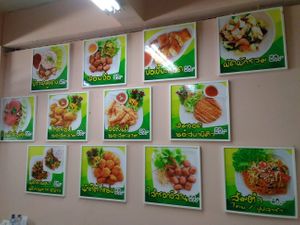 Wall menu right side at Veggie Vegan Buffet in Chiang Rai