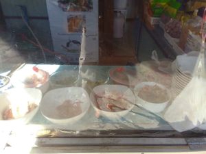 The kitchen has the noodle ingredients on display at Sushi Xinxian Mianguan - Fresh Veg Noodle Shop in Mae Sai