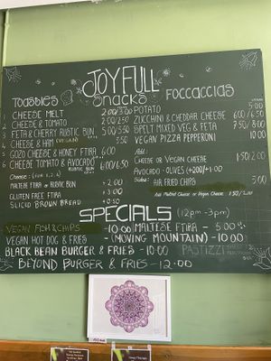 Lots of vegan options inc vegan cheese  at Coffee Circus Joy in Marsalforn