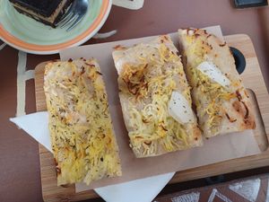 Potato onion focaccia at Coffee Circus Joy in Marsalforn