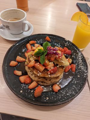 Pancakes veganos at Brunchit in Malaga