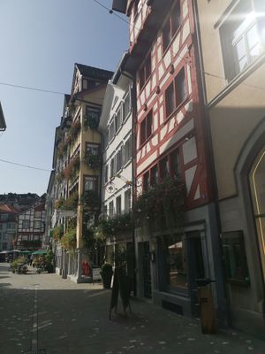 historic old town view from terrace few steps from monastery at Formidable Pelikan in St Gallen