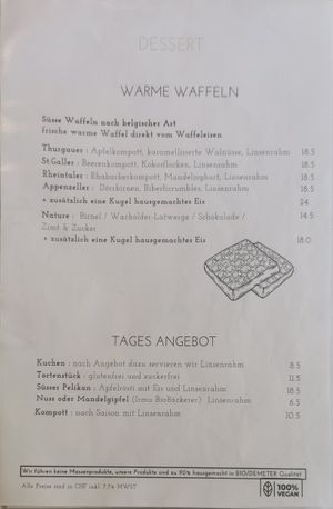 warm sweet waffles at Formidable Pelikan in St Gallen