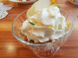 muesli of the day (oat cereal based) with whipped lentil cream at Formidable Pelikan in St Gallen