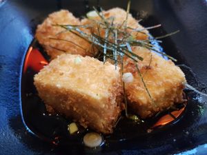 Deep fried tofu with panko in dashi sauce at Mr Miyagi in Sheffield