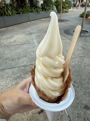 Waffle cone ice cream + caramell  at Veggi Dogs in Honolulu