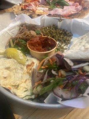 A kind of falafel bowl, but I changed the falafel for mushrooms  at Wolf Sharing Food Market in Brussels
