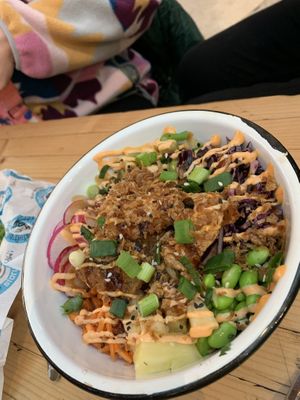 Poke bowl (tofu replaces chicken )  at Wolf Sharing Food Market in Brussels