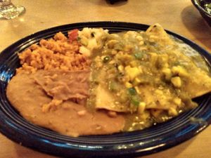 Vegan Plaza Enchiladas at Peppers in Las Cruces