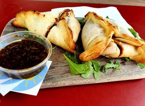 Chili sin carne empanadas at Hala Empanada im KiT Café in Dusseldorf