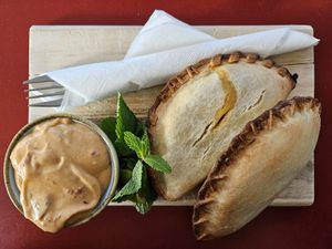 Hala Empanada & Jackfruit Curry with Chipotle Mayo at Hala Empanada im KiT Café in Dusseldorf