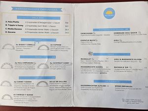 Menu at Hala Empanada im KiT Café in Dusseldorf