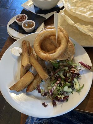 Falafel portobello burger  at The Auld Smiddy Inn in Pitlochry