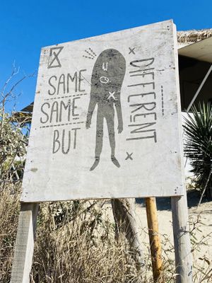 Outside sign  at Same Same But Different in El Pescadero