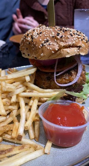 Vegan burger on Market on Main.  at Market On Main in Columbia