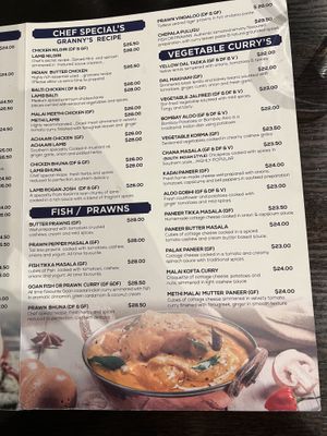 Menu  at Kaikoura Indian in Kaikoura