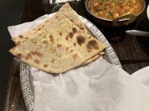 Vegan potato stuffed naan which  at Kaikoura Indian in Kaikoura