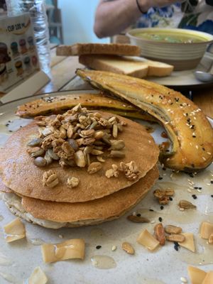 Vegan pancakes with banana  at JaJa Cafe & Spice in Koh Phi Phi