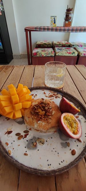 Tropical vegan pancakes (259 THB) at JaJa Cafe & Spice in Koh Phi Phi