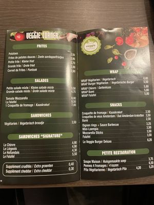 Veggie opties  at Friterie Sebastien in Stavelot